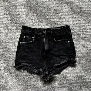 Zara Black Jean Shorts Distressed High-Waisted